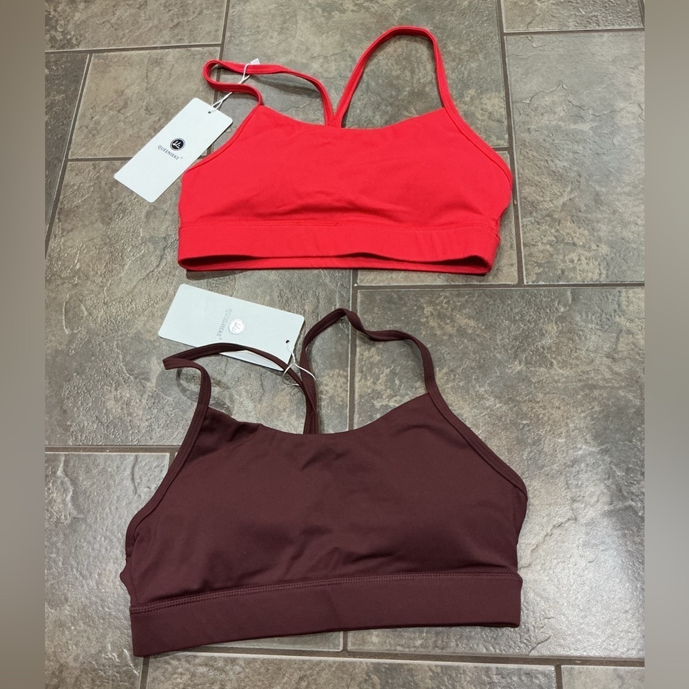 🥵 Women's Red and Chocolate Brown Sports Bras